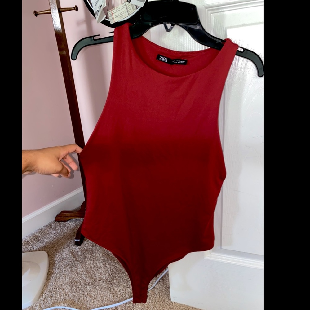 New Zara Sold out Red halterneck body suit